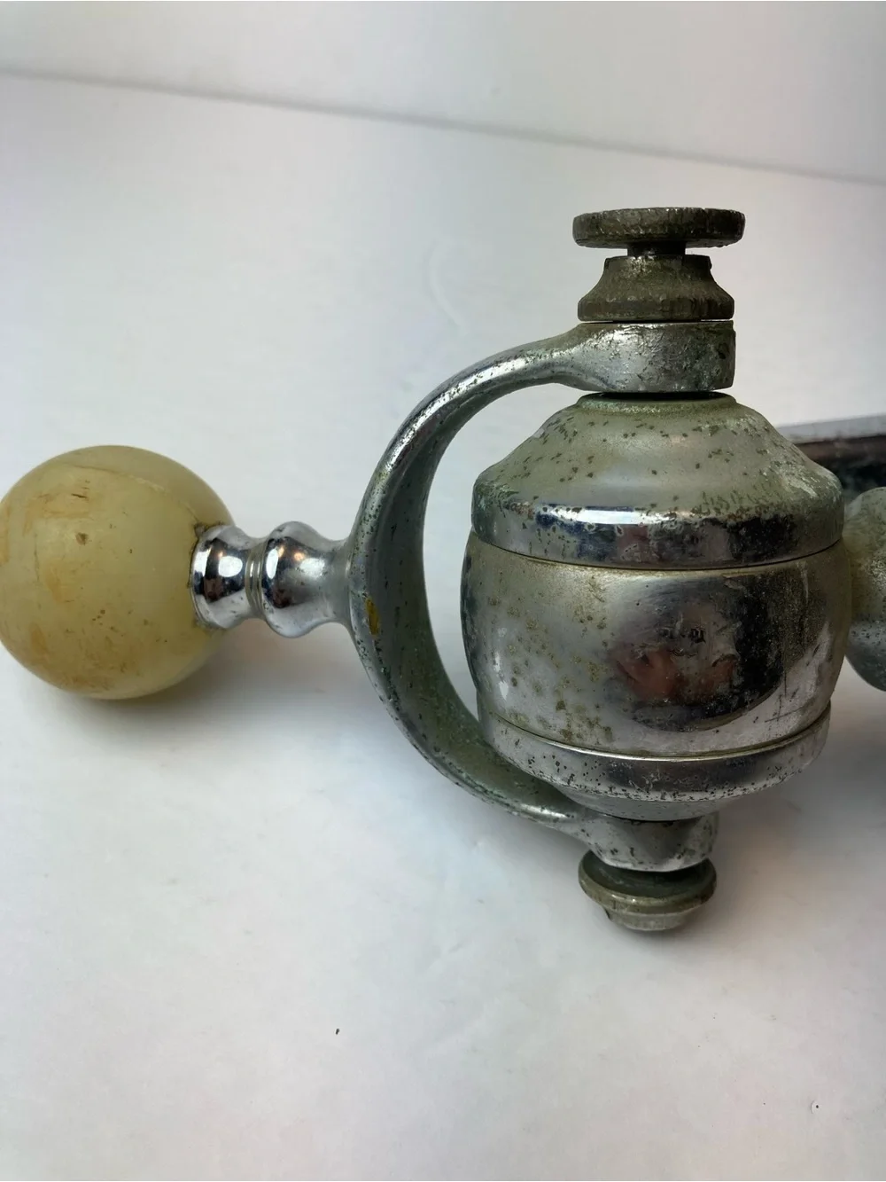 Antique Soda Jerk Gooseneck Draft Fountain Handle With Marble Knob / Spout Head